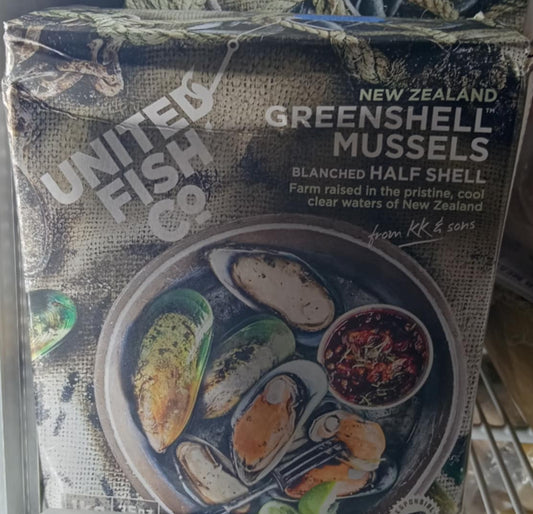 NZ GREENSHELL MUSSELS 1/2 SHELL 1KG