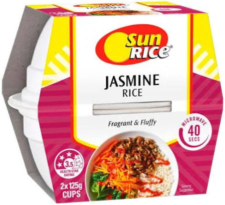 SUN RICE JASMINE RICE  2X125GM CUPS