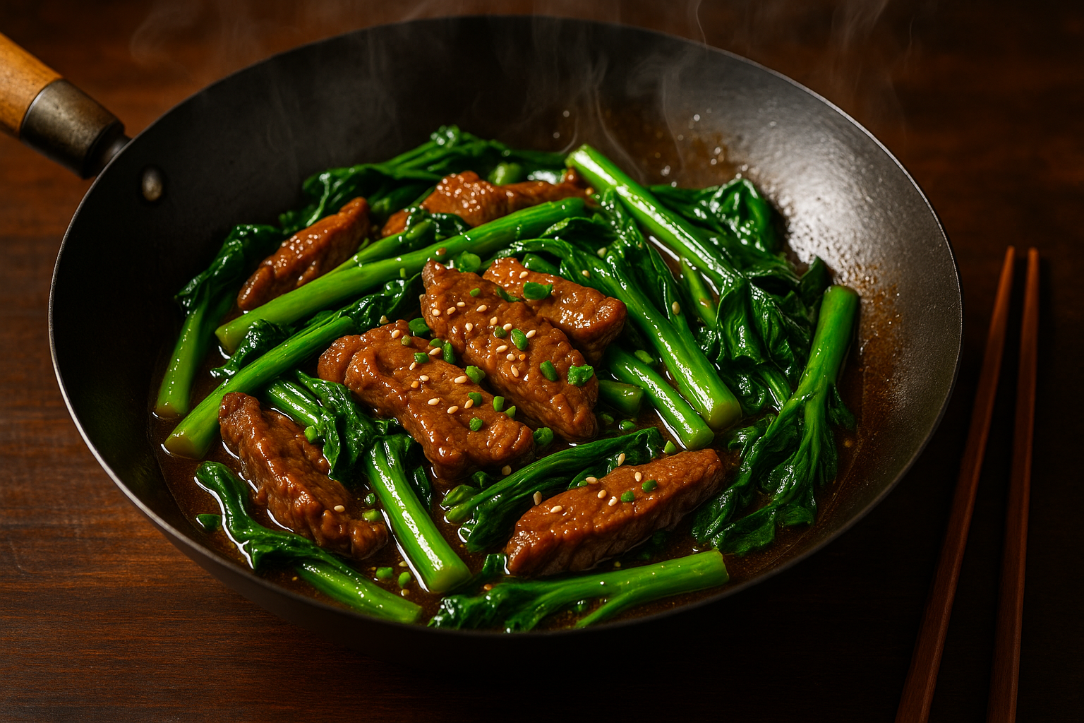 beef and chinese broccoli stir fry