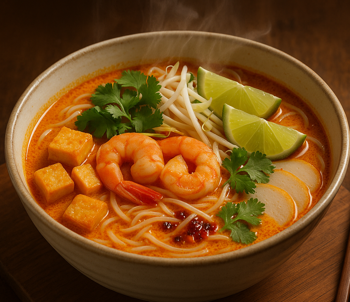 laksa with tofu seafood