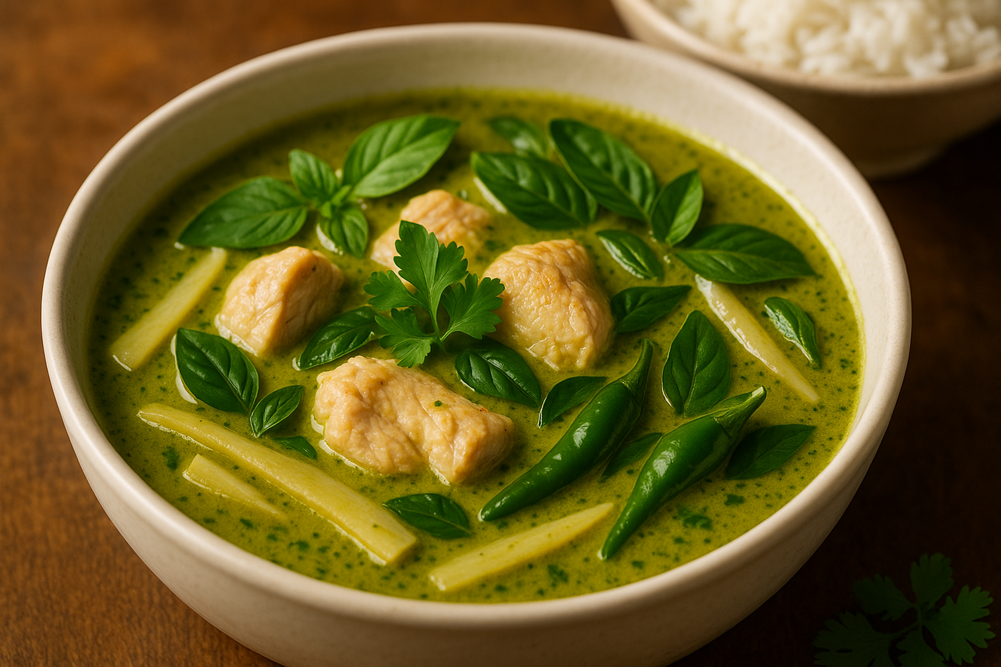 thai green curry with chicken and bamboo